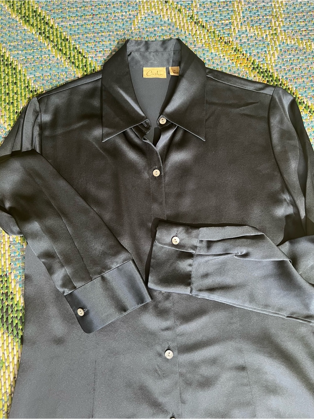 Caslon Silk Blue Black Blouse